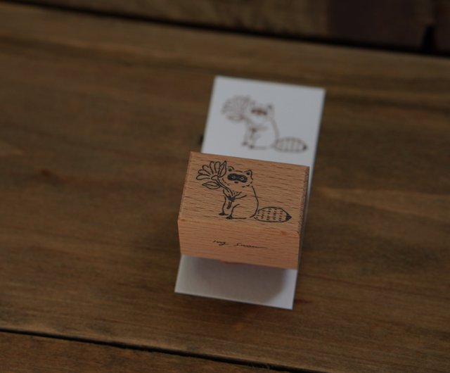 Ivy Snow Rubber Stamp // Raccoon