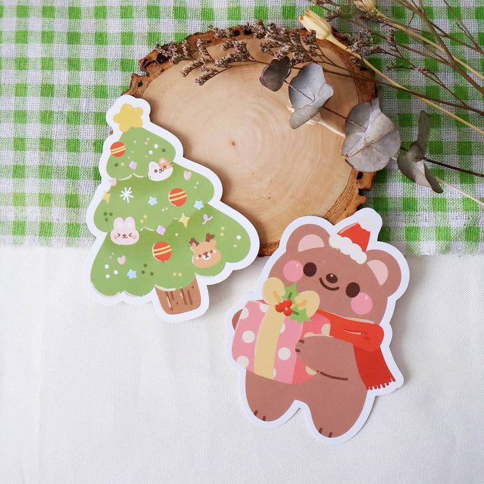 Panda Yoong Die-cut Greeting Card // Christmas Tree
