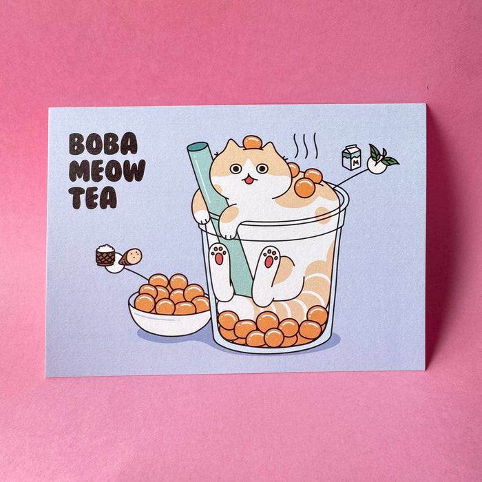 Moving Pencil Postcard // Boba Meow Tea