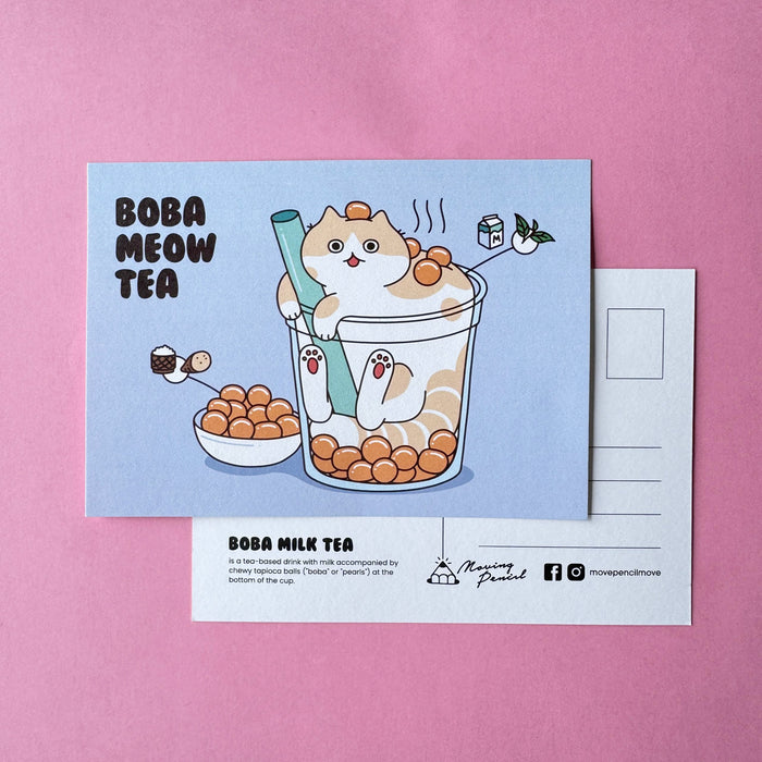 Moving Pencil Postcard // Boba Meow Tea