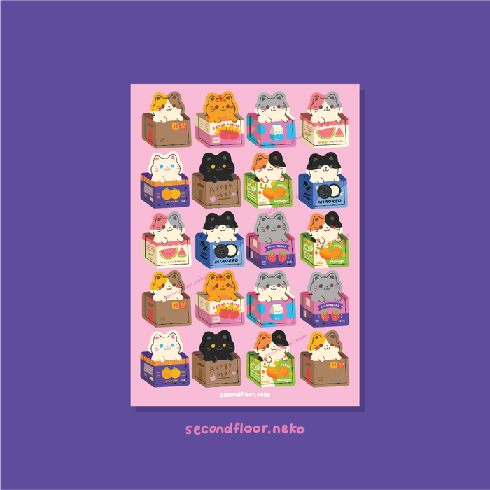 secondfloor.neko Sticker Sheet // Cats in Boxes