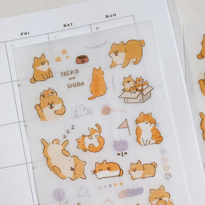 魚餅一隻熊 UBEE Transfer Sticker // Tabby Cat and Shiba Inu