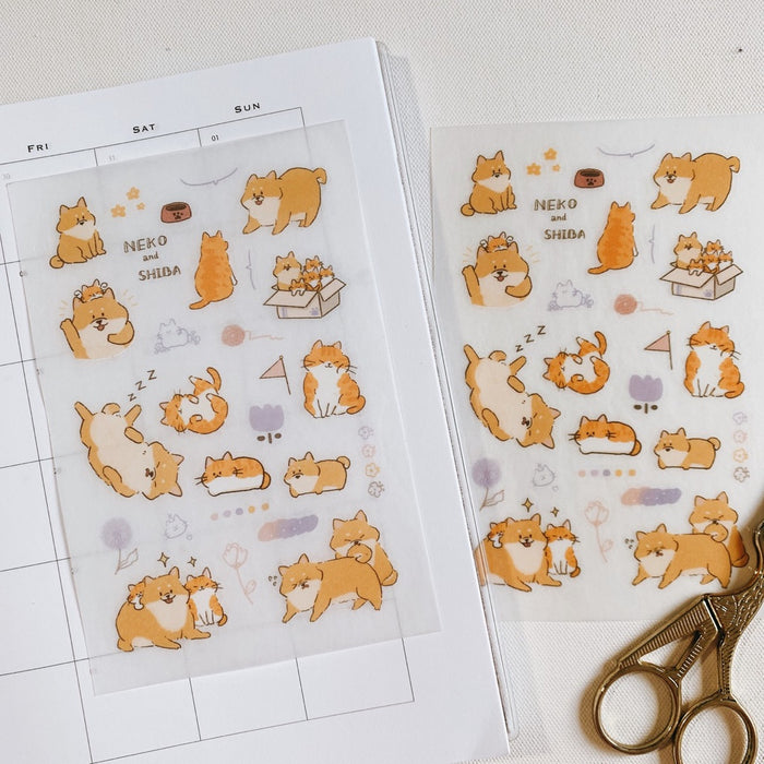 魚餅一隻熊 UBEE Transfer Sticker // Tabby Cat and Shiba Inu