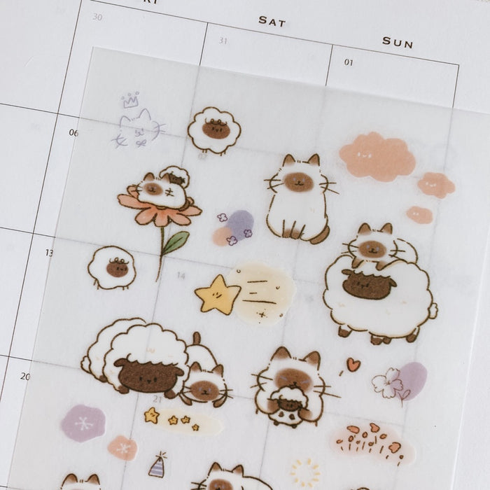 魚餅一隻熊 UBEE Transfer Sticker // Siamese Cat and Valais Blacknose Sheep