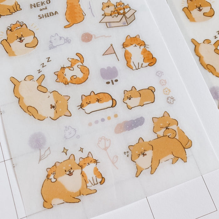 魚餅一隻熊 UBEE Transfer Sticker // Tabby Cat and Shiba Inu