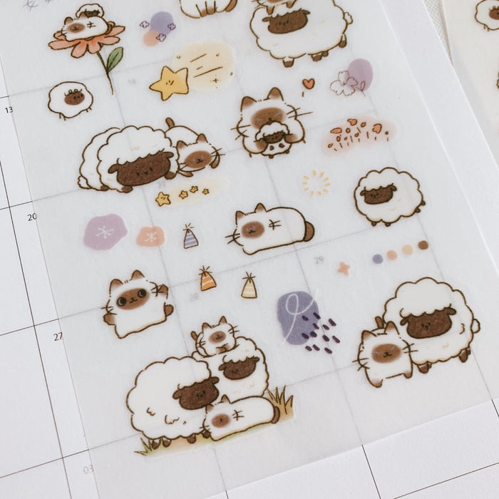 魚餅一隻熊 UBEE Transfer Sticker // Siamese Cat and Valais Blacknose Sheep