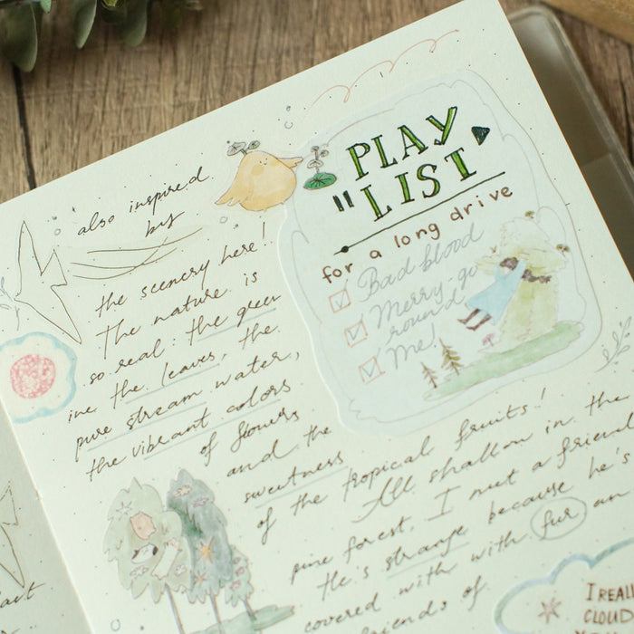 teayou Die-Cut Frame Stickers Notepad // Jiji in the Forest