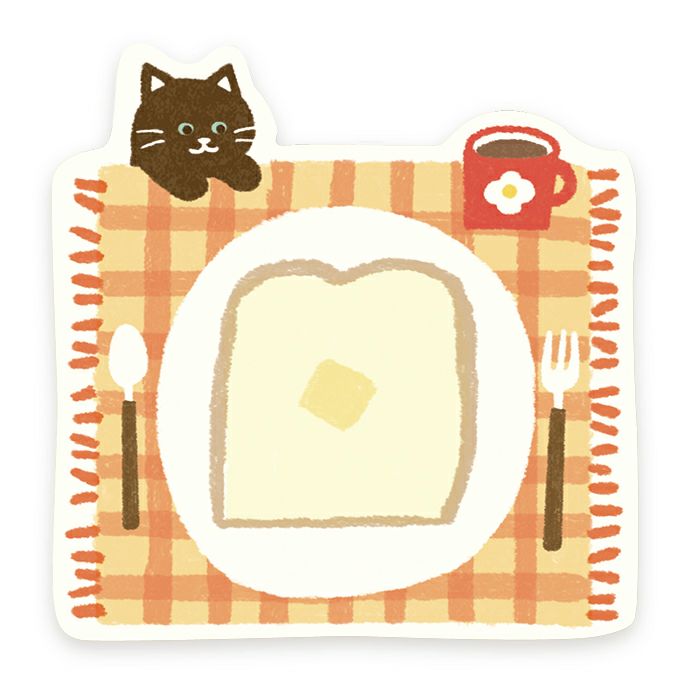 Furukawashiko Die-Cut Sticky Note // Toast Cat