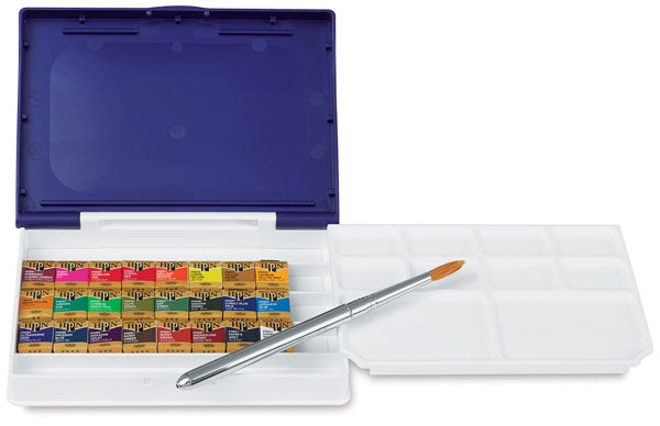 Holbein Artist's Palm Box Plus Watercolors in Half Pans (24)