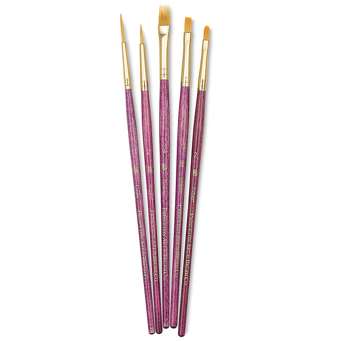 Princeton Synthetic Golden Taklon Brush // Set of 5 (Pink)