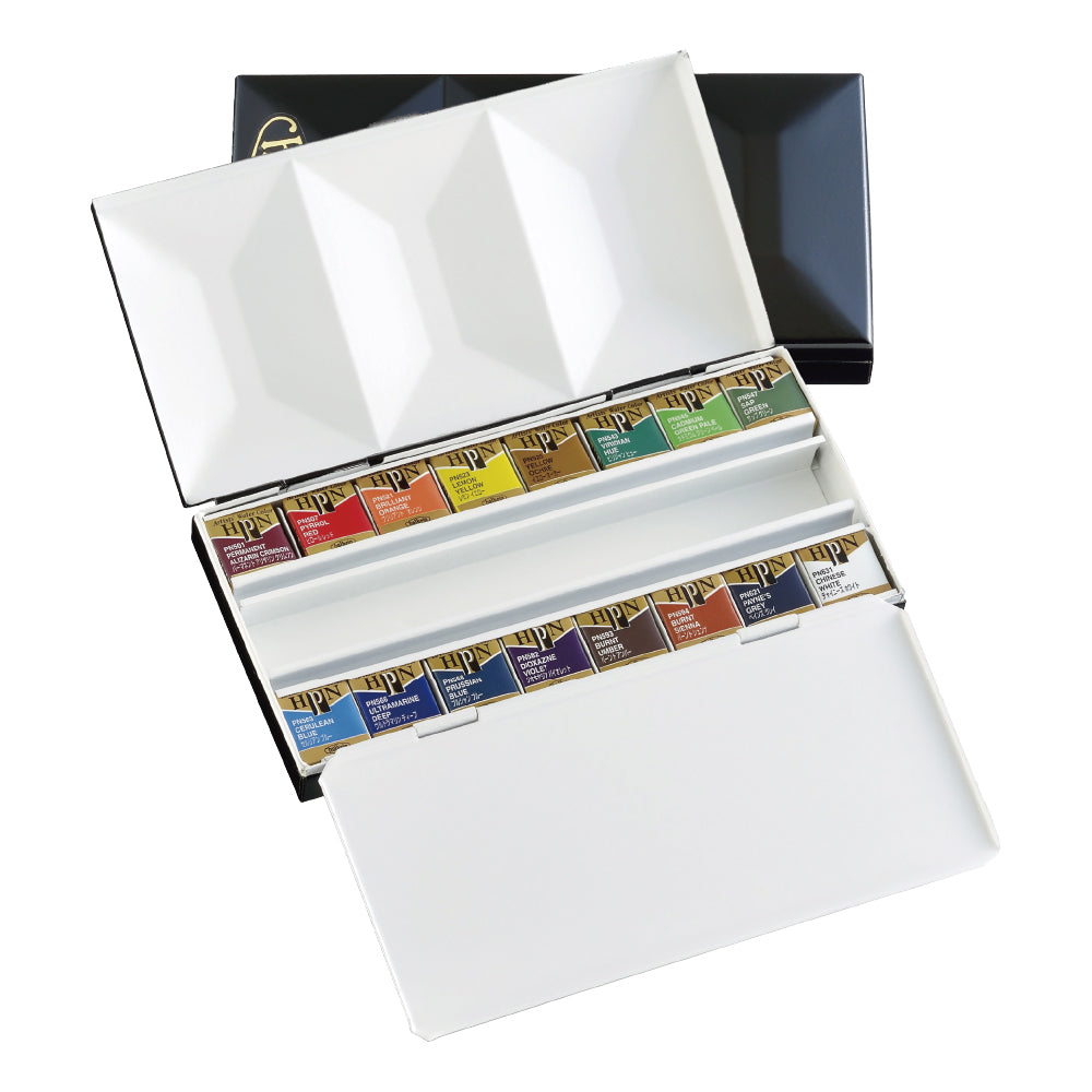 Holbein Artist's Metal Box Plus Watercolors in Half Pans (16