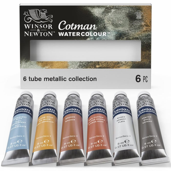 Winsor & Newton Cotman Watercolor Metallic Tube Collection - 6 x 8ml