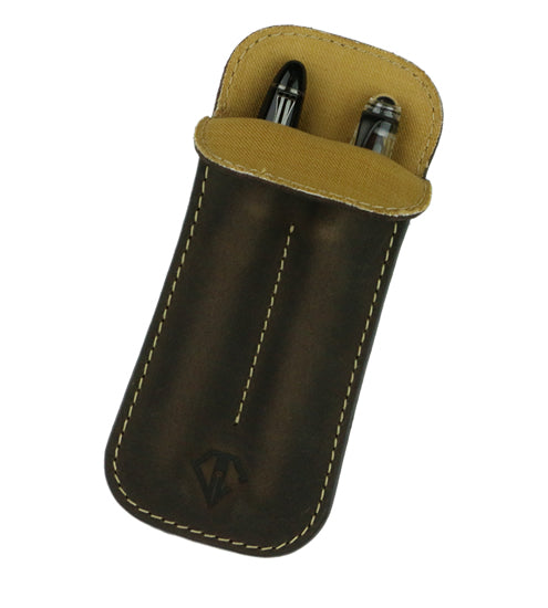 Dee Charles Leather Double Pen Case // Rawhide Gold