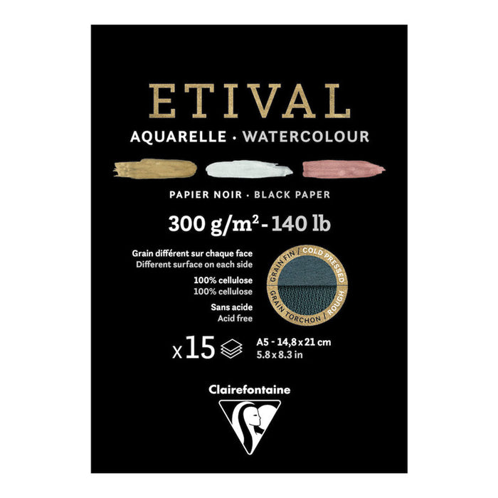 Clairefontaine Etival Black 300GSM Watercolour Paper (A5/A4)