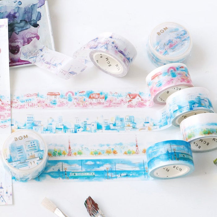 BGM Foiled Masking Tape | Watercolor Town