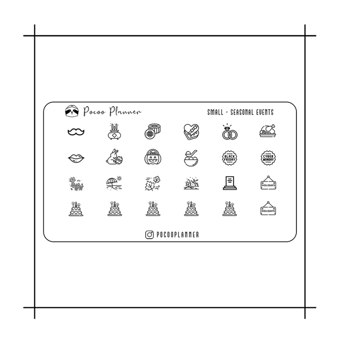 Pocoo Planner Monochrome CARD Size Sticker // Icon (1/3)