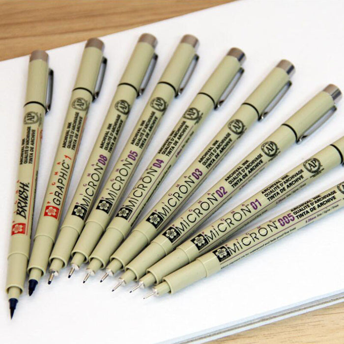 SAKURA Pigma Micron Fineliner Pen // Black (8 Sizes) — Stickerrific