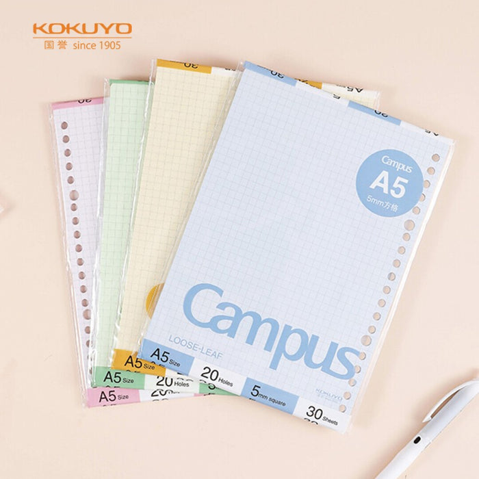 Kokuyo Campus Loose Leaf Paper COLOR Refill / Grid (A5/B5)