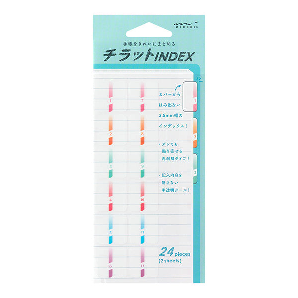 Midori Index Label Stickers // Number Color