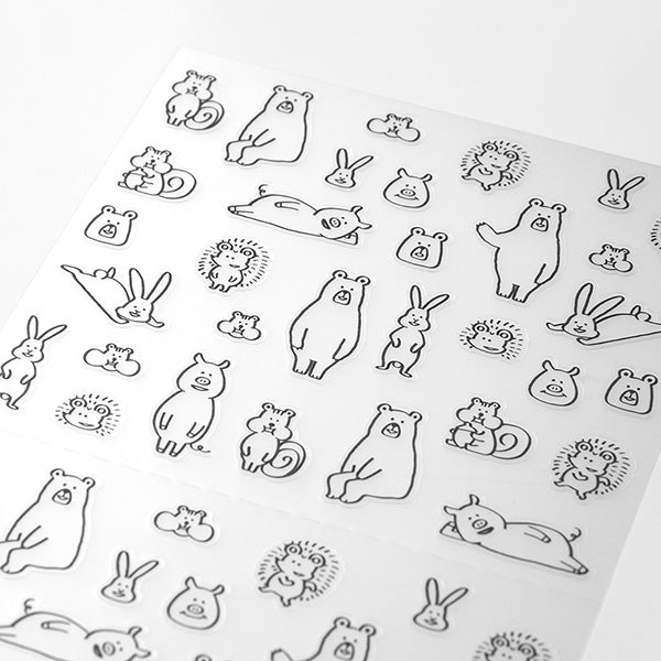Midori Planner Sticker / Monochrome Forest Animals