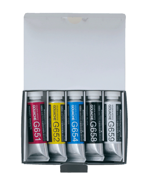 Holbein Artists' Gouache 15mL, Set of 5 Primary Colors