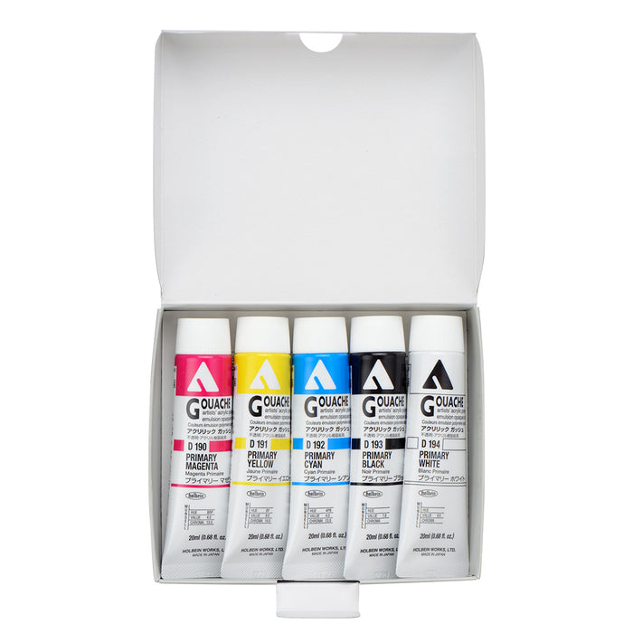 Holbein Acryla Gouache Primary Colors in 20ml Tube (5)