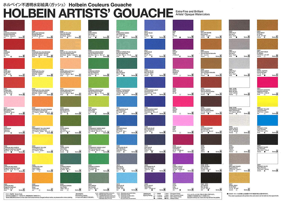Holbein Artist's Gouache Primary Colors in 15ml Tube (5)