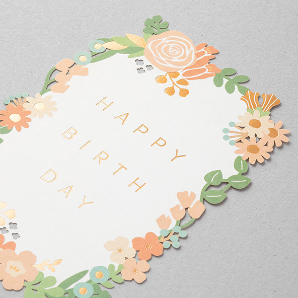 MIDORI Laser Cut Floral Birthday Card