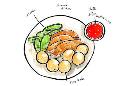 Malaysia Food Postcard | Chicken Rice Balls  - Stickerrific