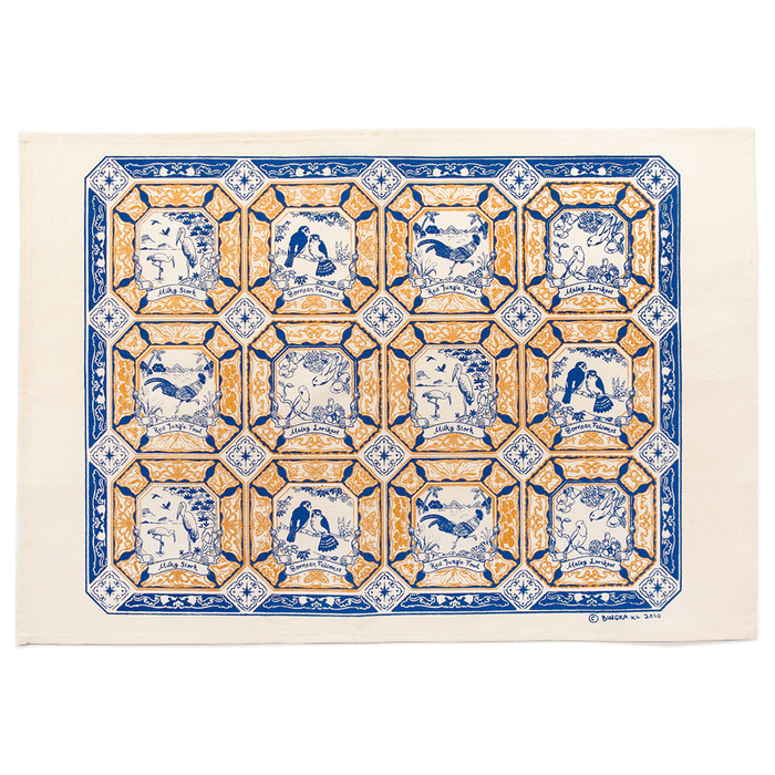 Bingka Tea Towel | Birdy Tiles (Admiral Blue)