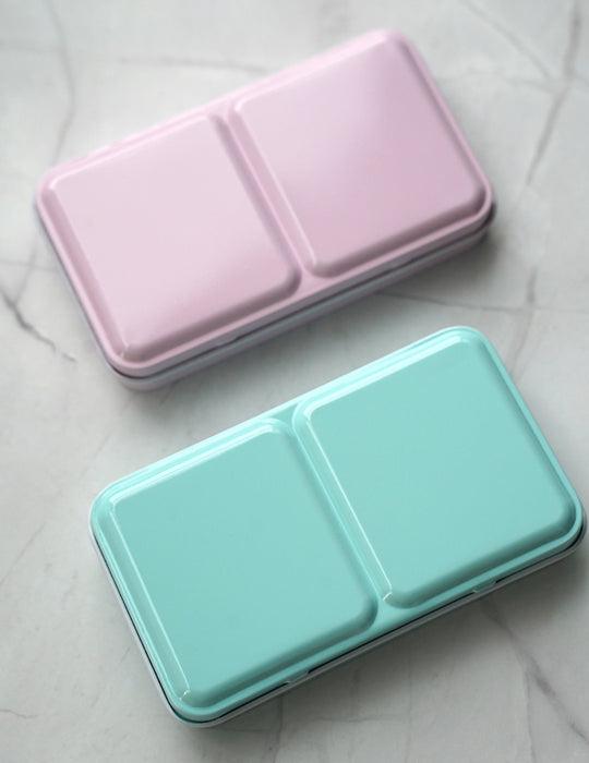 Enamel Metal Box for Watercolour with 24 Half Pans // Bubblegum Pink
