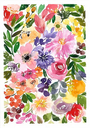 Rainbow Florals Postcard