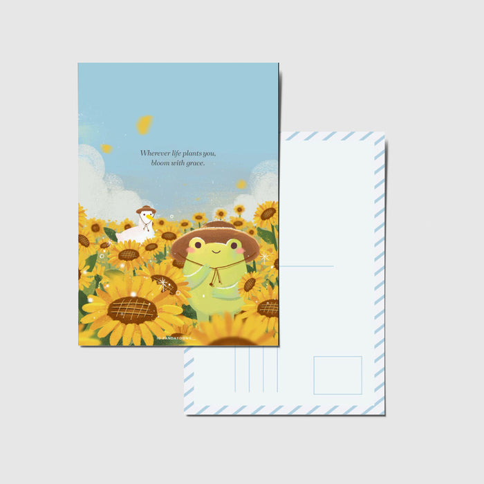 Panda Yoong Postcard // Frog & Ducky Sunflower