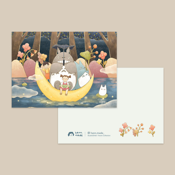 Hann.made Studio Ghibli Series Postcard // Totoro Moon Boat Night Tour