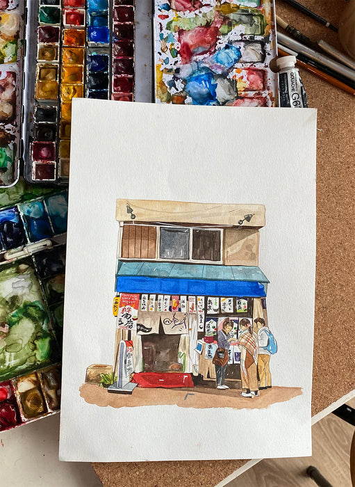Art With Stickerrific: Japanese Storefront Watercolor Coloring Pages