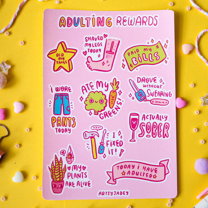 Artsy Jadey Sticker Sheet // Adulting Rewards