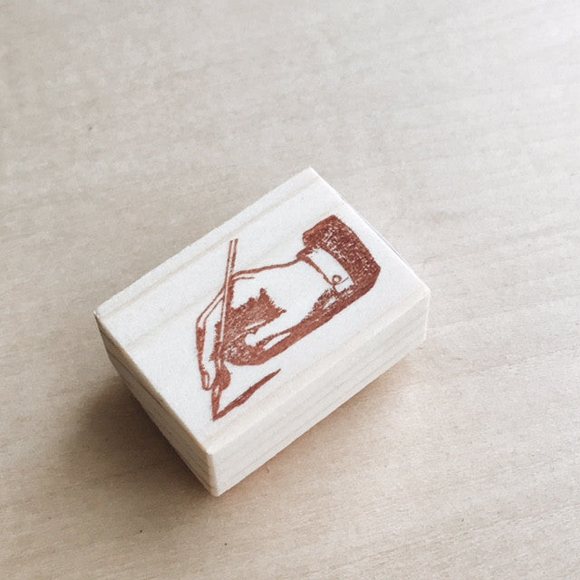 Hand with Pen Rubber Stamp III