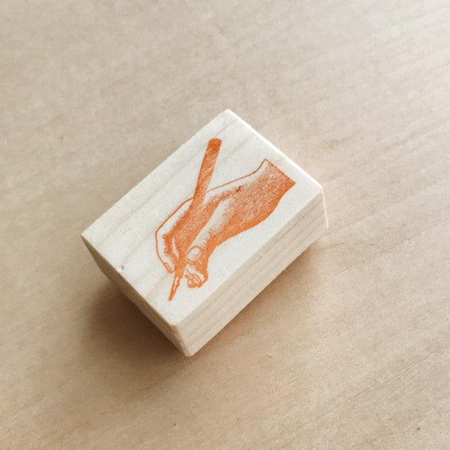 Hand with Pen Rubber Stamp IV