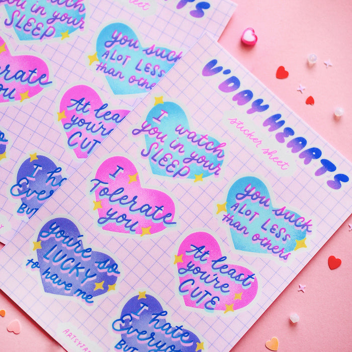 Artsy Jadey Sticker Sheet // V'Day Hearts