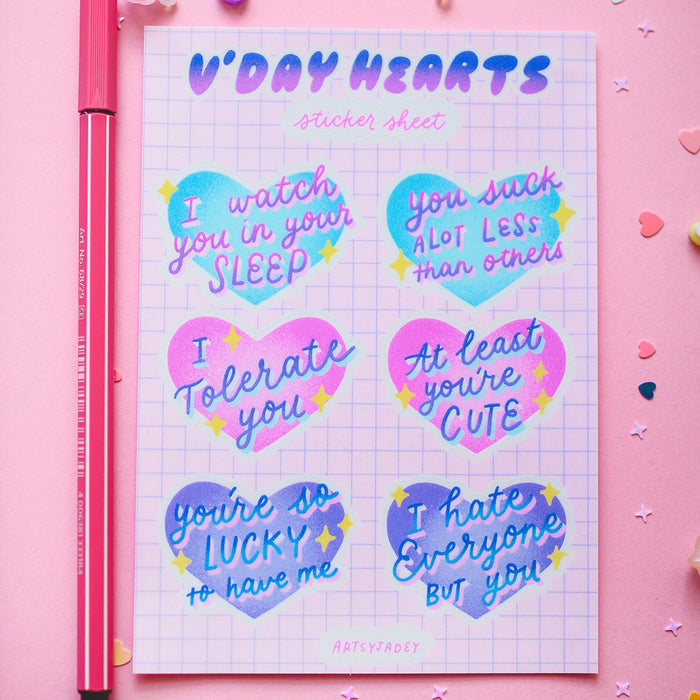 Artsy Jadey Sticker Sheet // V'Day Hearts