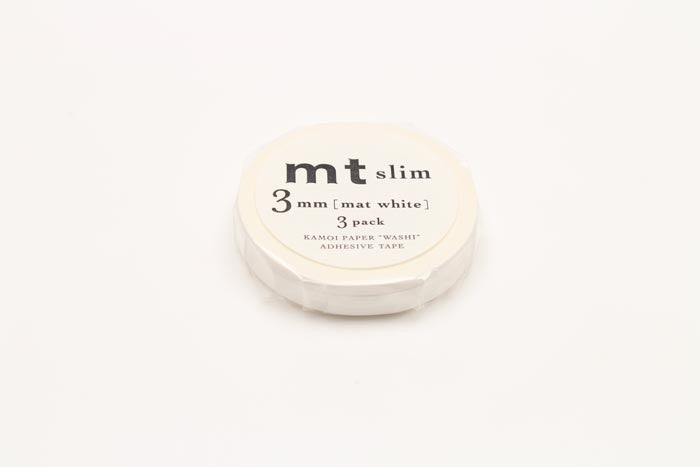 MTSLIMS12R 3mm Matte White Washi Tape 7m
