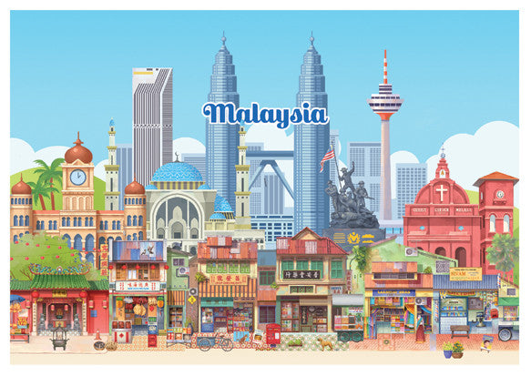 Malaysia Series Postcard Colorful Malaysia