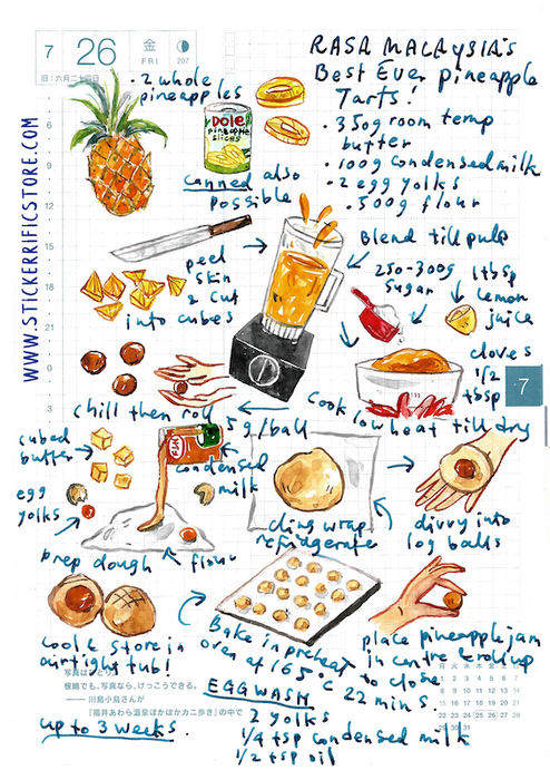 Illustrated Pineapple Tart Postcard