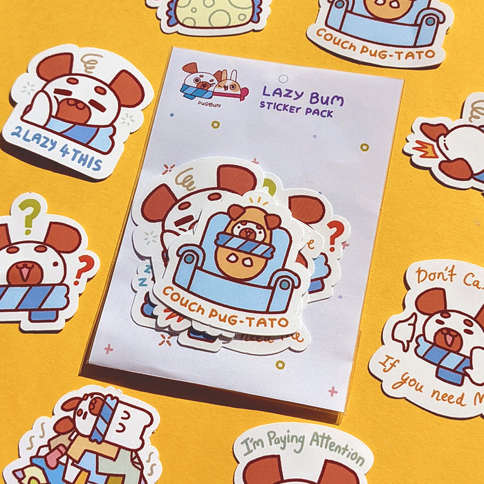 PugiBuni Sticker Pack // Lazy Bum