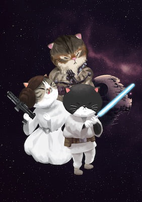 Star Wars Cats Galaxy Postcard