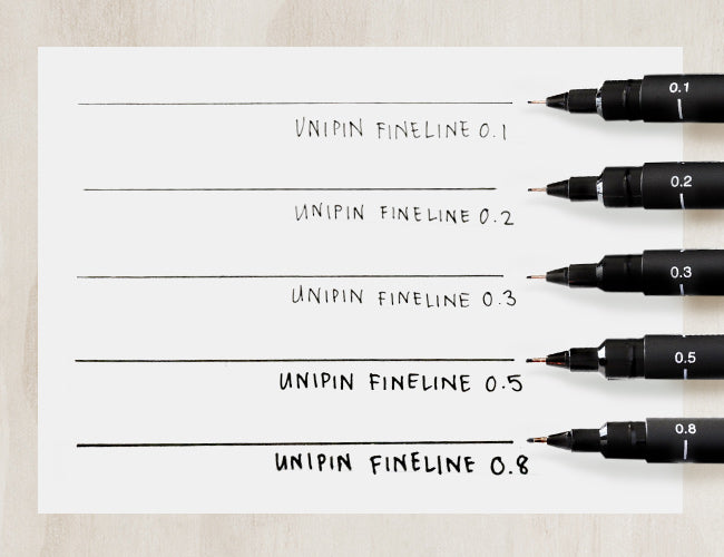 Uni Pin Fineliner Drawing Pen - Black Ink - 0.9mm Nib - Pack of 6