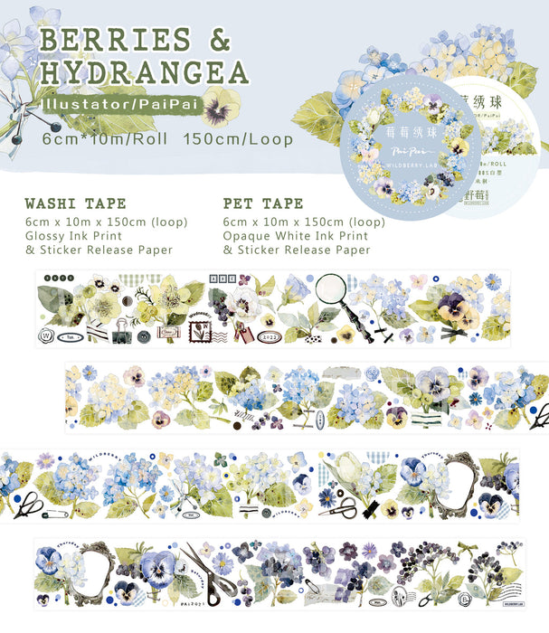 Wildberry Lab Washi Tape // Berries & Hydrangea