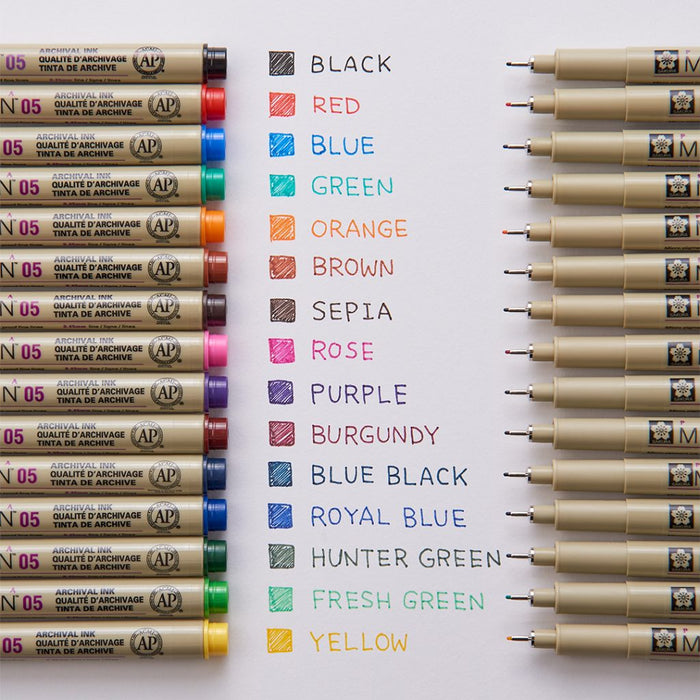 SAKURA Pigma Micron Fineliner Pen // 01 & 05 (8 Colors)