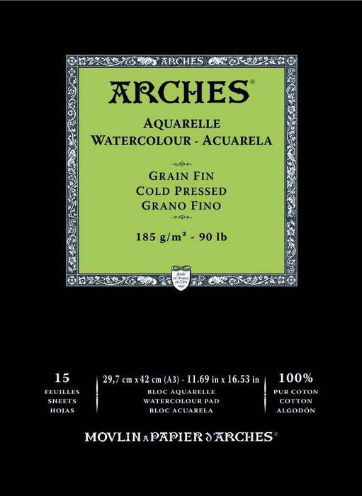 Arches Aquarelle Watercolour Cold Pressed Paper 185gsm