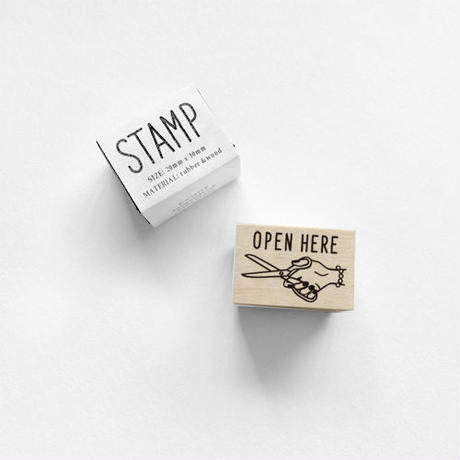 Open Here Rubber Stamp